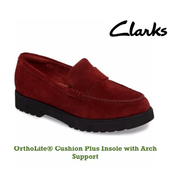 clarks platform loafers